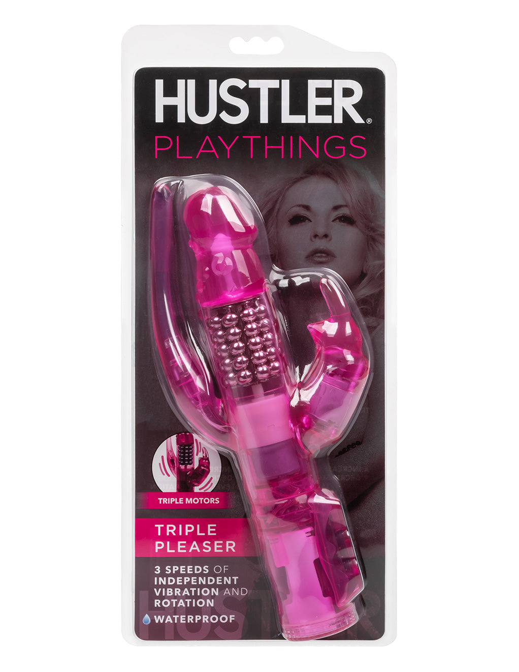 Hustler® Playthings Triple Pleaser Vibrator- Front package