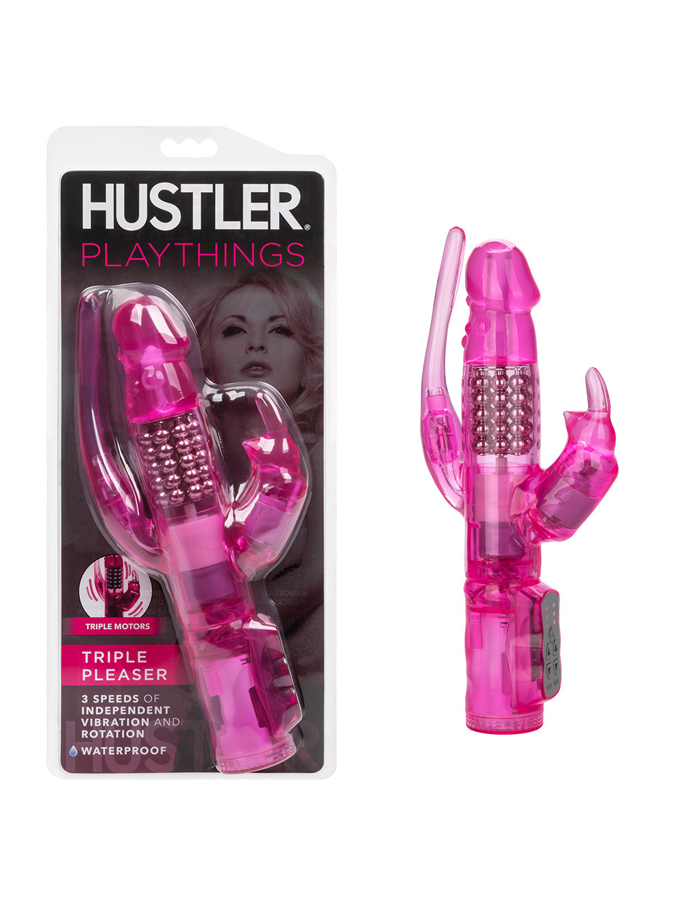 Hustler® Playthings Triple Pleaser Vibrator- With package