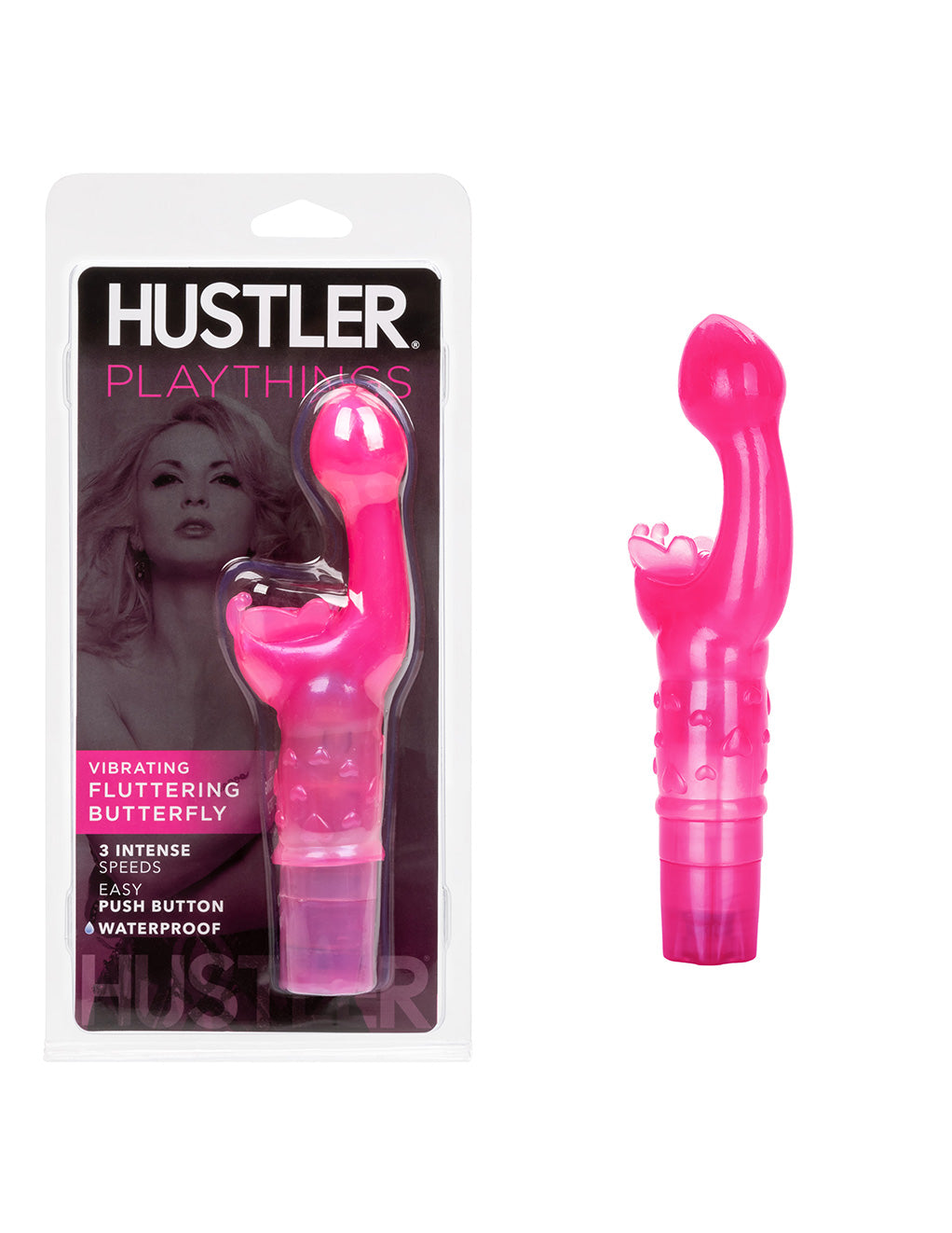 Hustler® Playthings Flutter Butterfly Dual Stimulation Vibrator- With package
