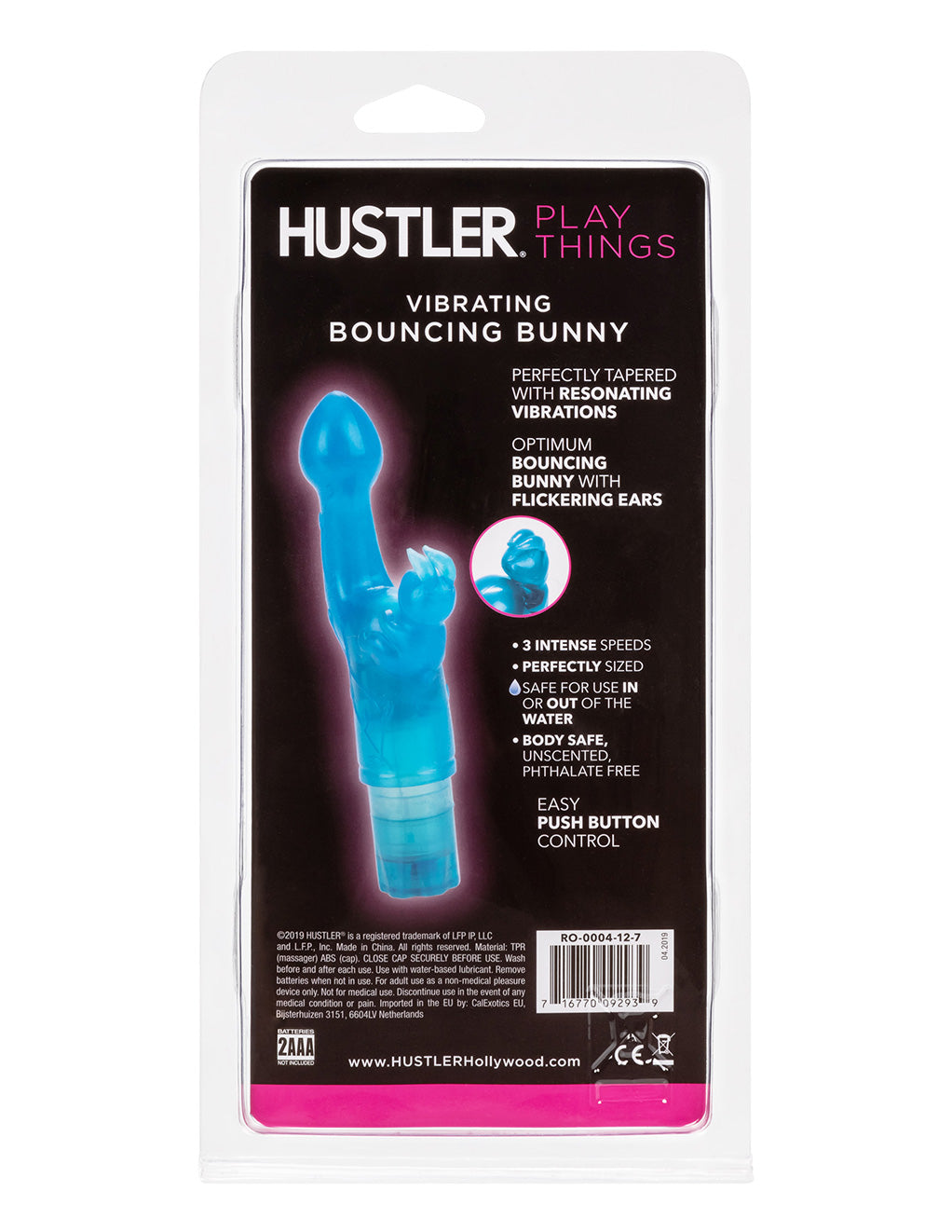 Hustler® Playthings Bouncing Bunny Dual Stimulation Vibrator- Back package