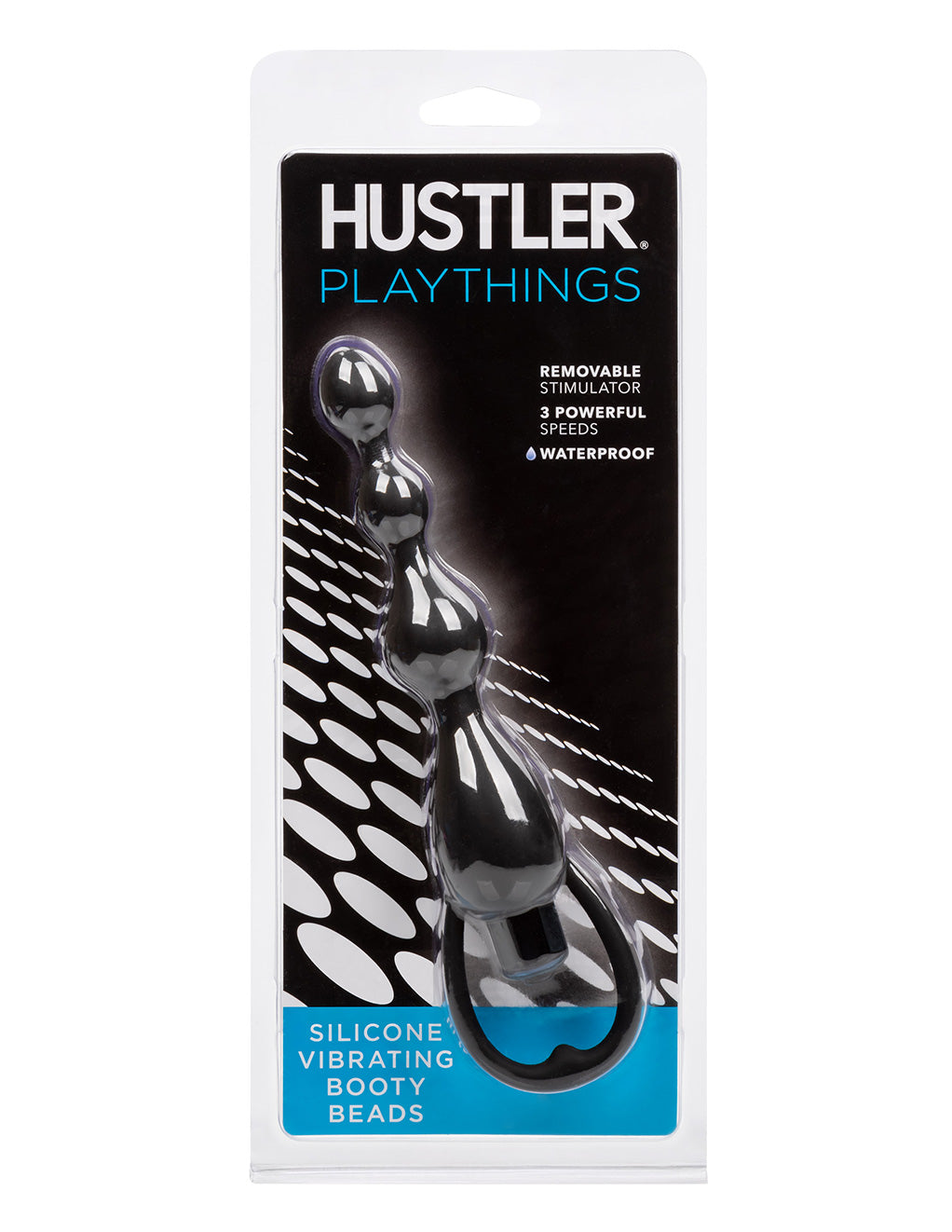 Hustler® Playthings Vibrating Silicone Booty Beads- Front package