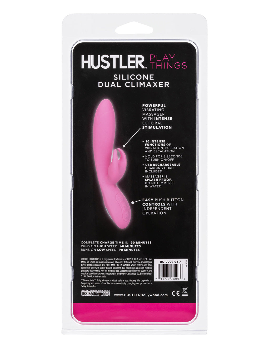 HUSTLER Playthings Silicone Dual Climaxer Vibrator Sex Toys at