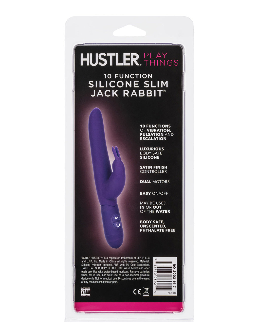 Hustler Playthings Slim Jack Rabbit Vibrator - Novelties - Dual/Multi