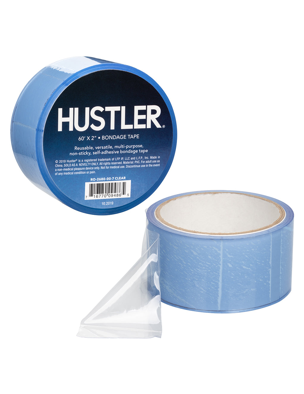 HUSTLER Bondage Tape- Clear- logo- details