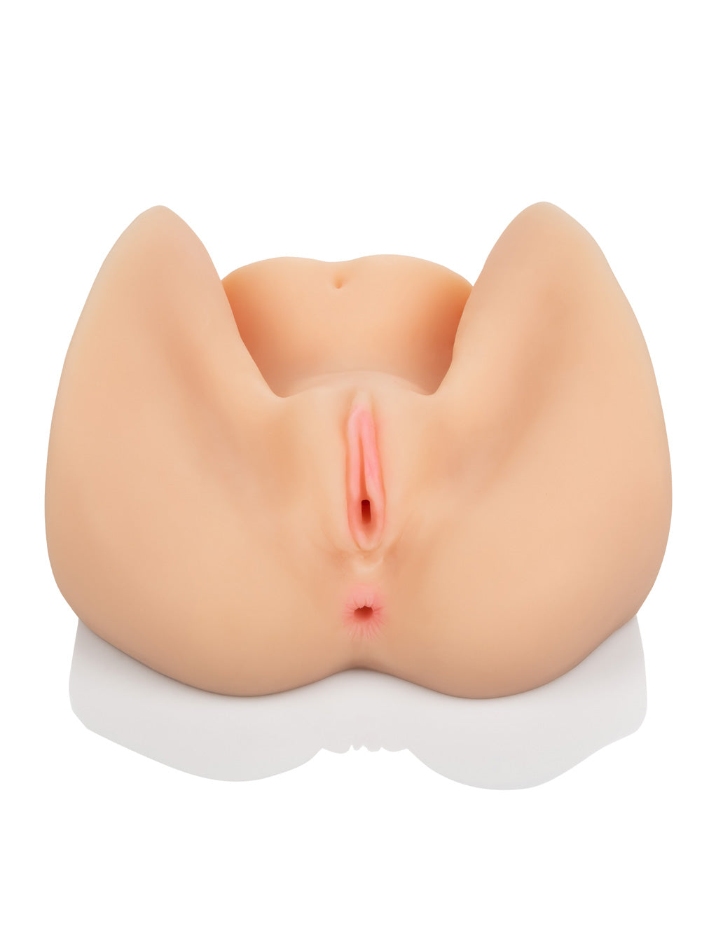 HUSTLER Vibrating Pussy and Ass Masturbator toy frontHUSTLER Vibrating Pussy And Ass Masturbator- Vanilla- Front without vibrator