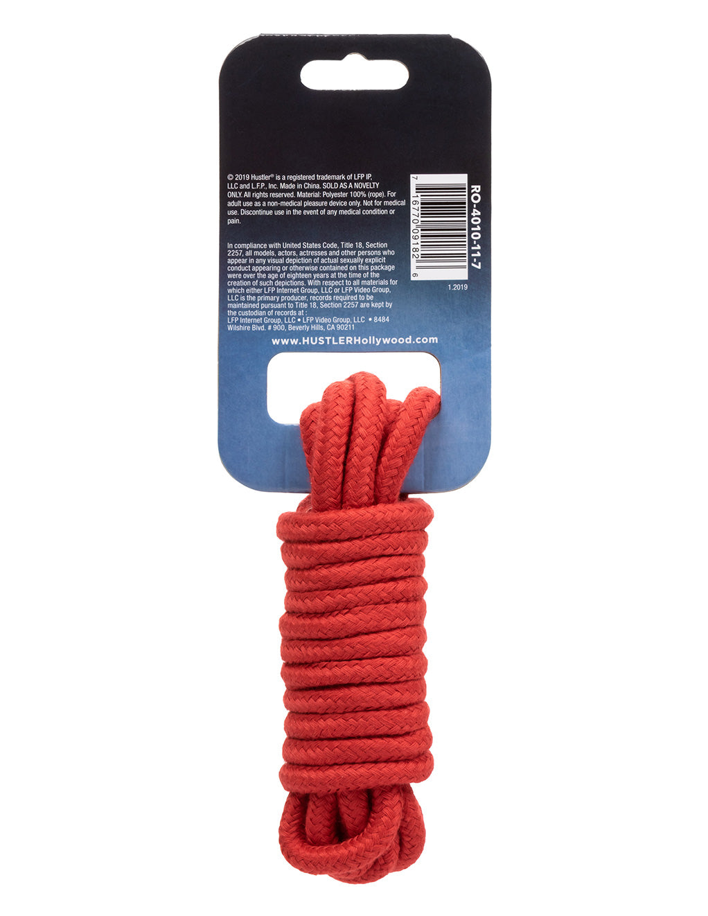 Hustler® Bondage Rope- Red- Back package