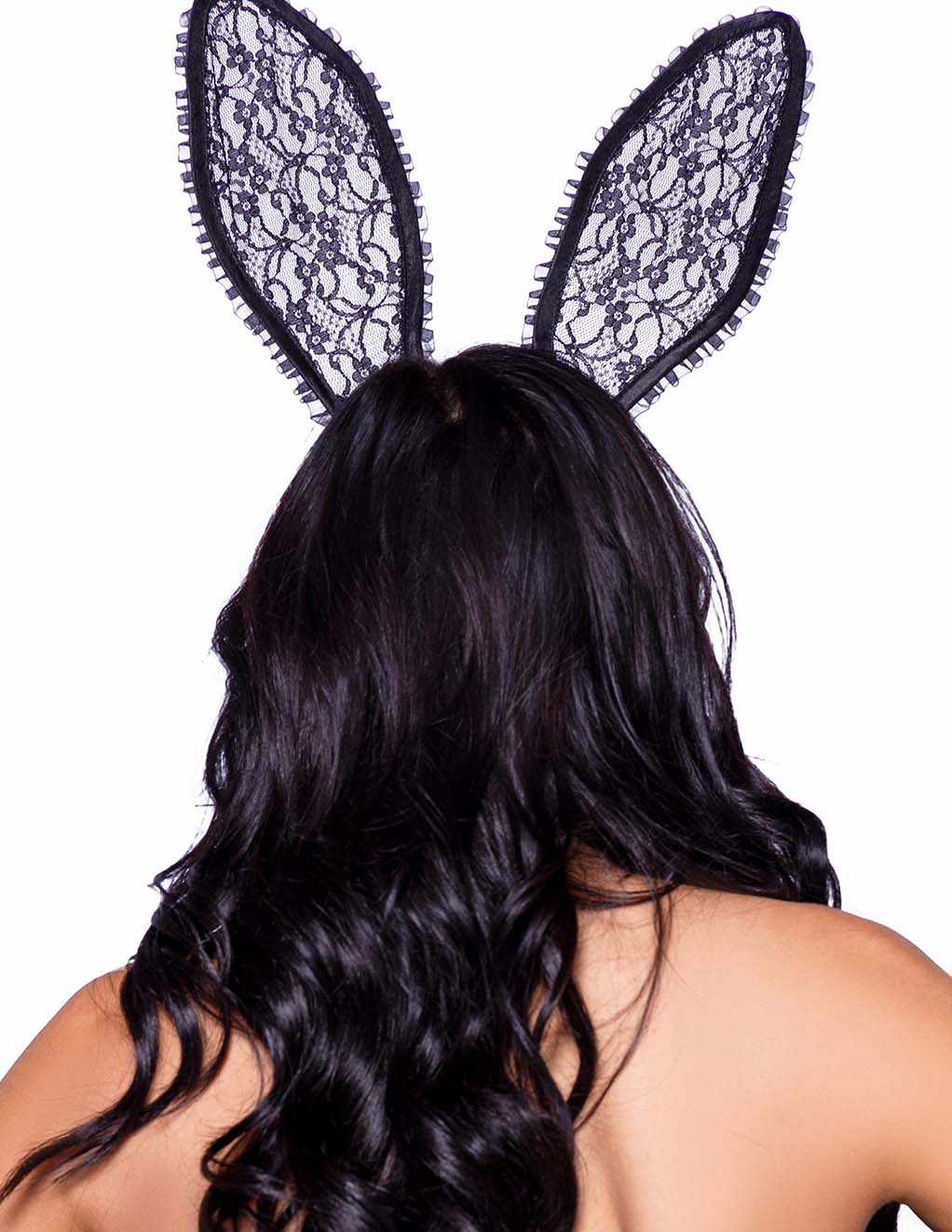 Leg Avenue Ruffle Bunny Ears- Black- Back