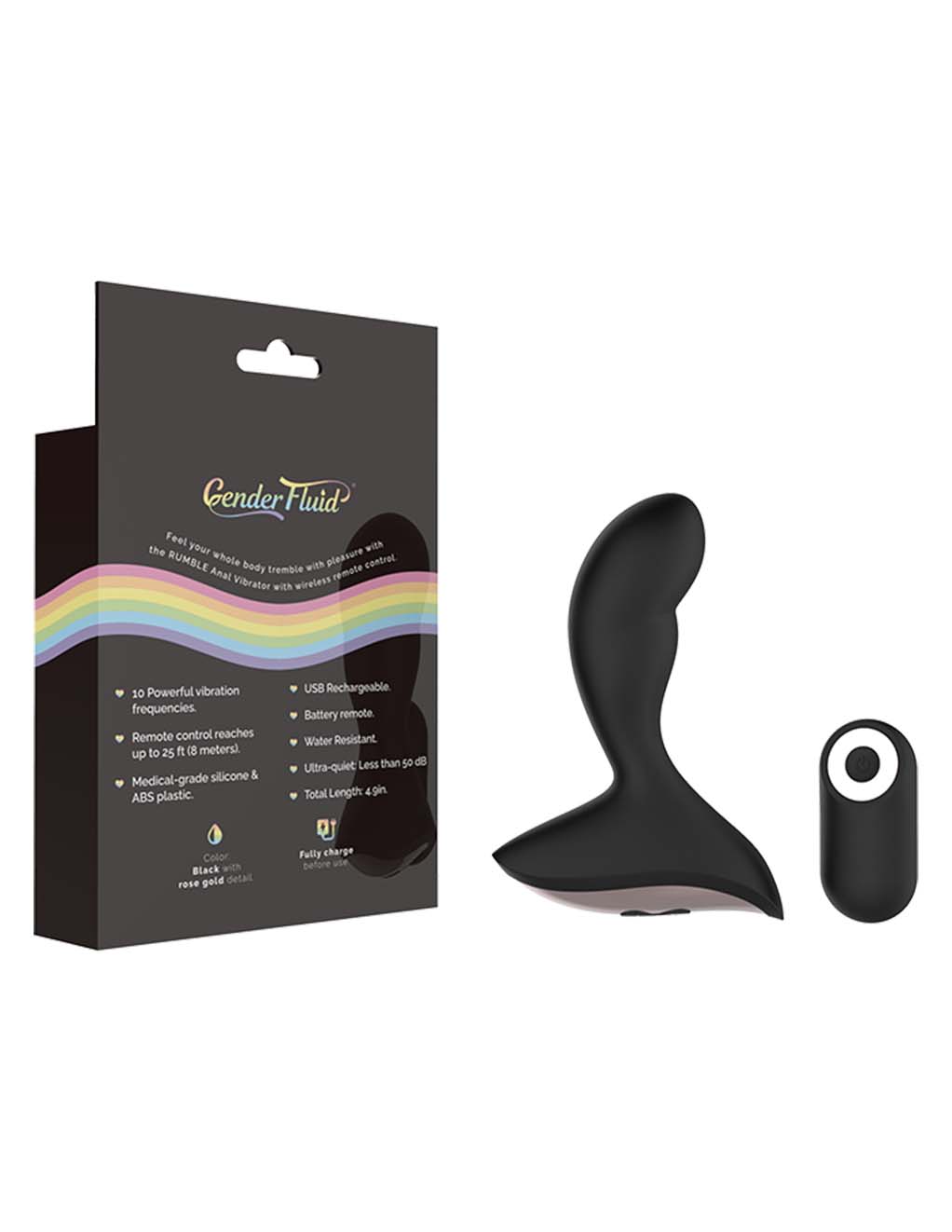 Gender Fluid Rumble Anal Vibe - Toy with Back of Box
