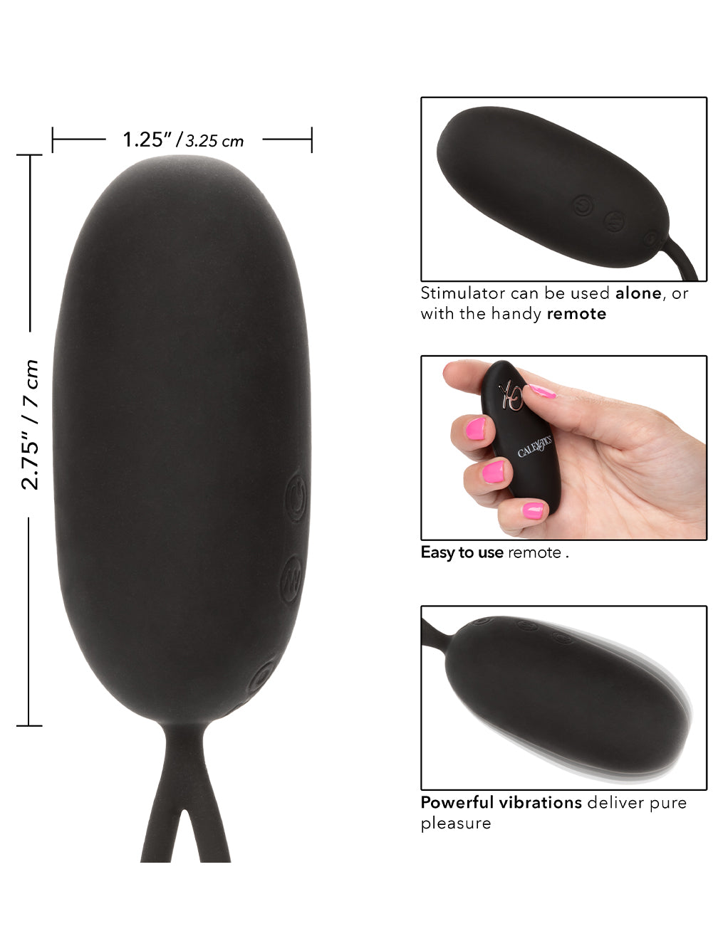 CalEx Remote Rechargeable Egg- Size Dimensions