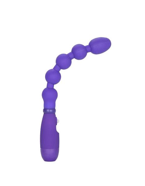 Booty Call Booty Bender Silicone Vibrating Anal Beads- Purple- Bent