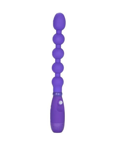 Booty Call Booty Bender Silicone Vibrating Anal Beads- Purple- Standing