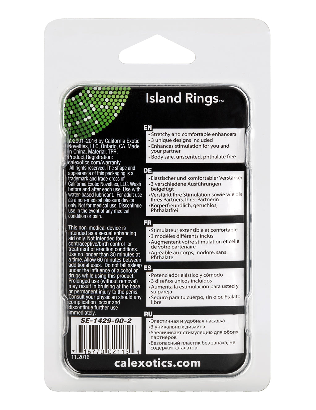 California Exotics 3 Piece Silicone Island Rings- Clear- Back Cover
