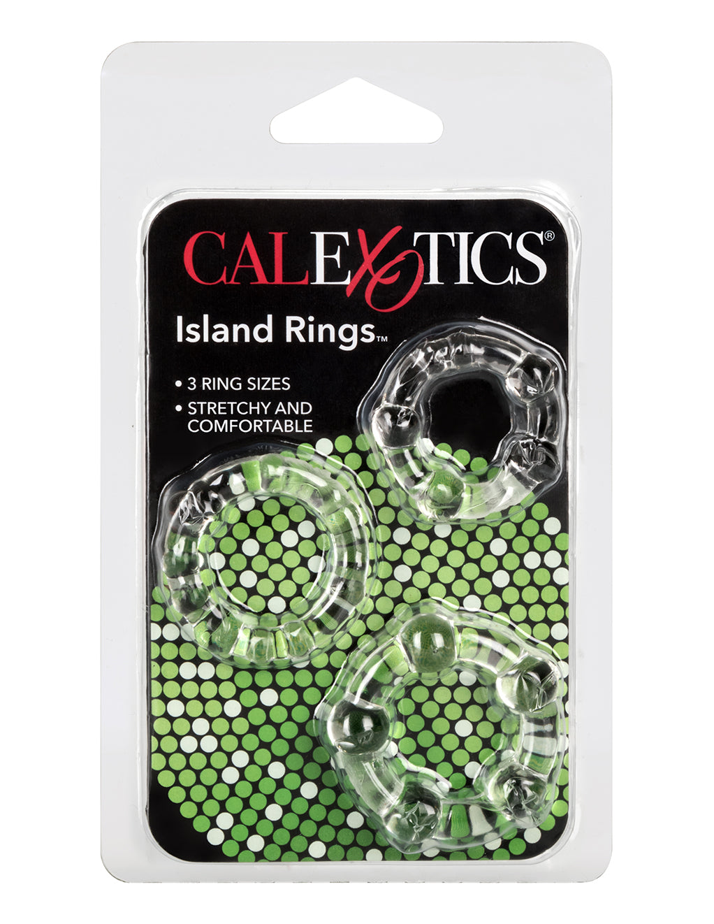California Exotics 3 Piece Silicone Island Rings- Clear- Front Cover