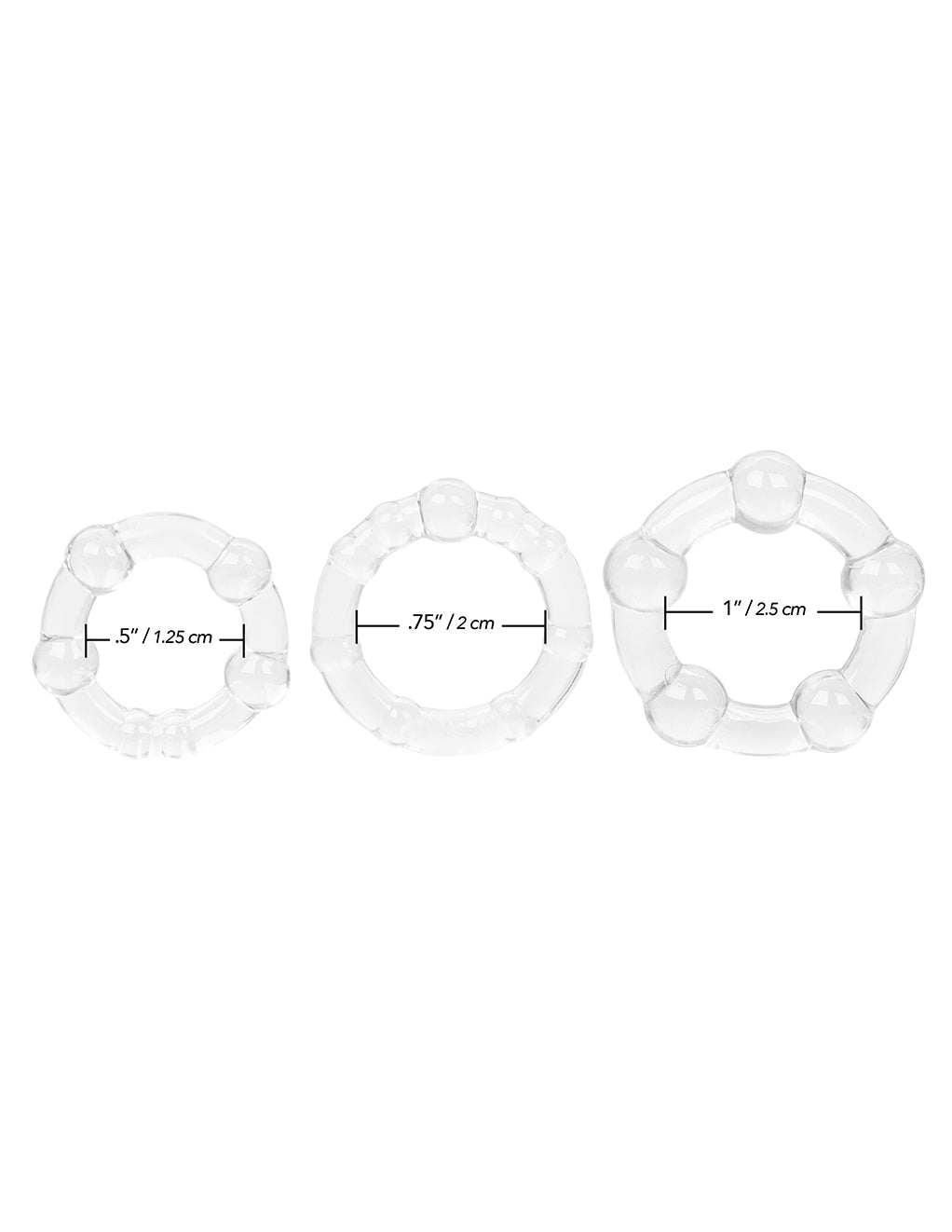 California Exotics 3 Piece Silicone Island Rings- Clear- Sizing