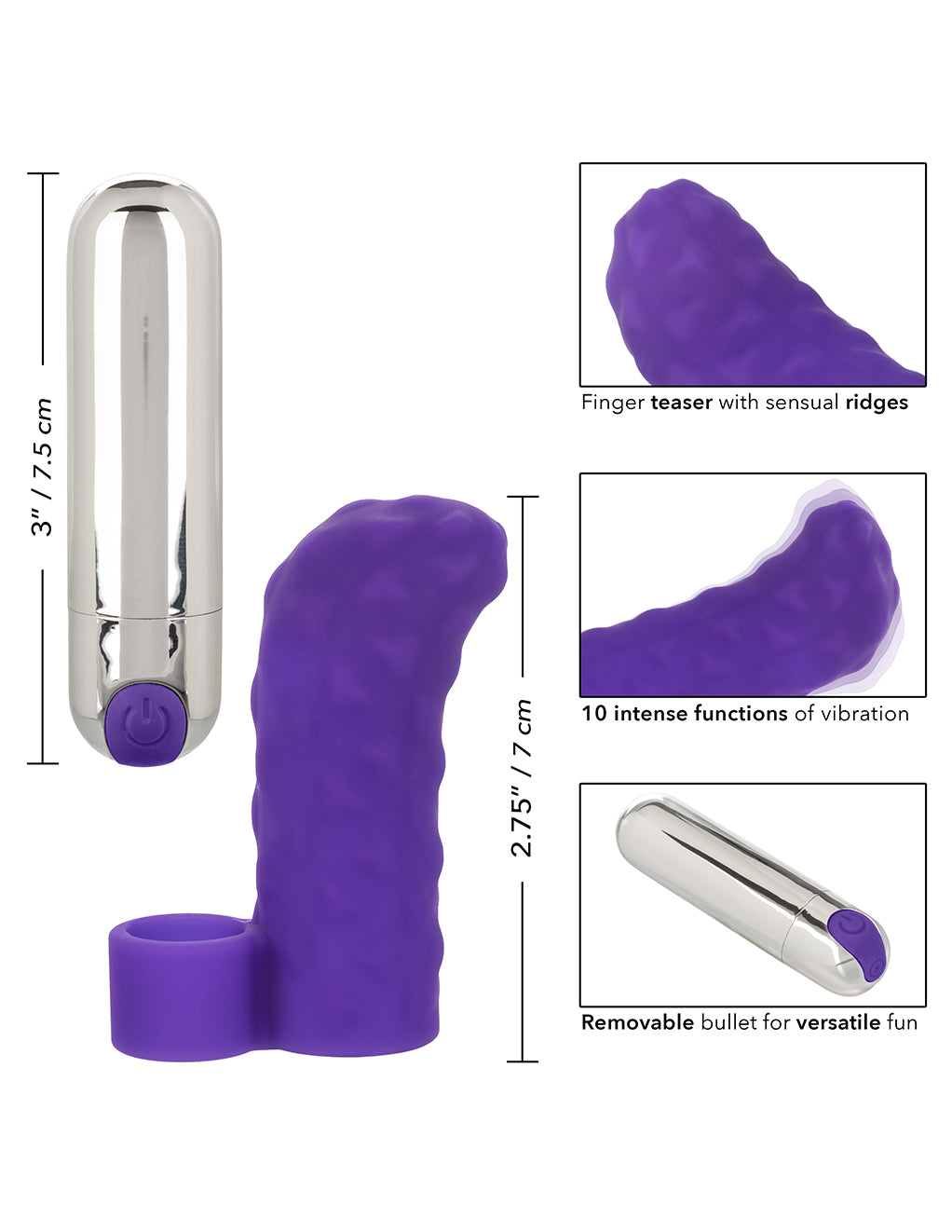 Intimate Play Rechargeable Finger Tease- size details