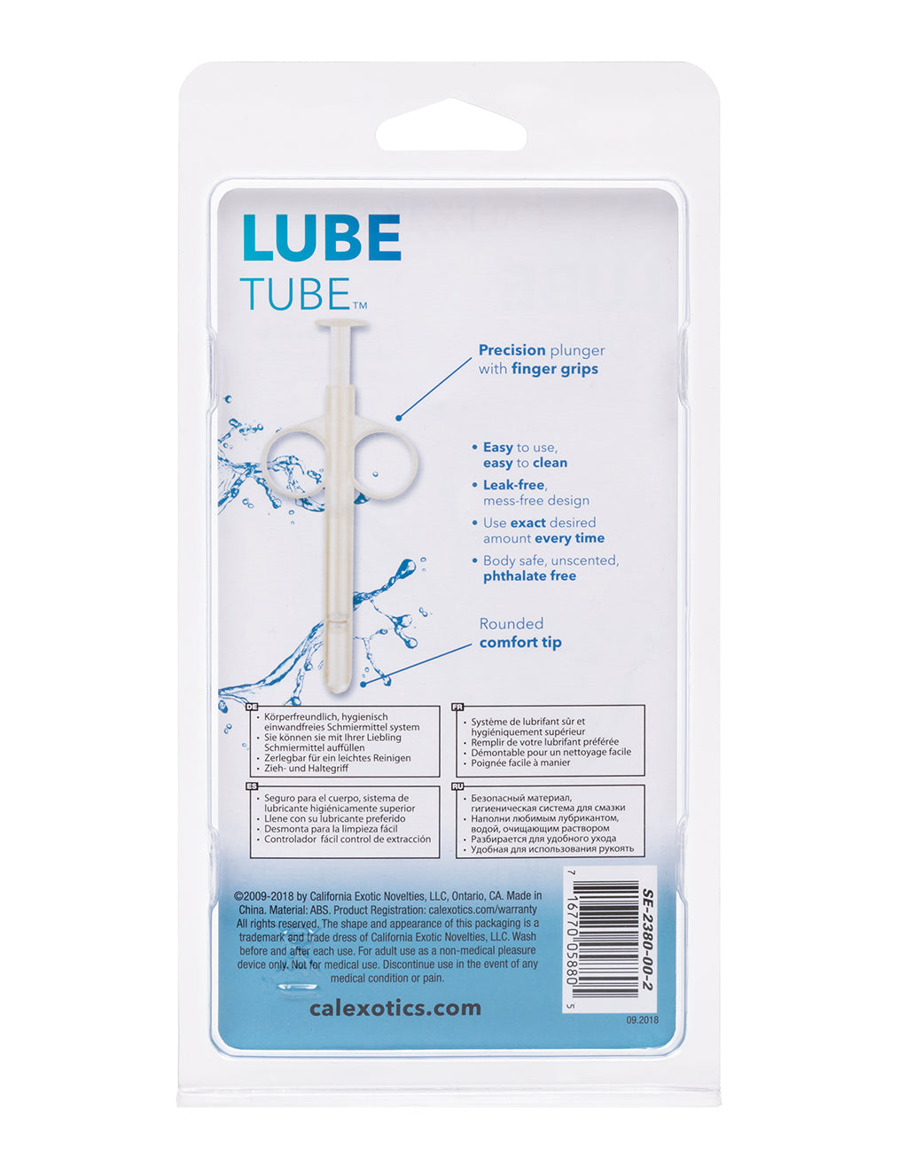 California Exotics Lube Tube Lubricant Applicator- Clear- Back package