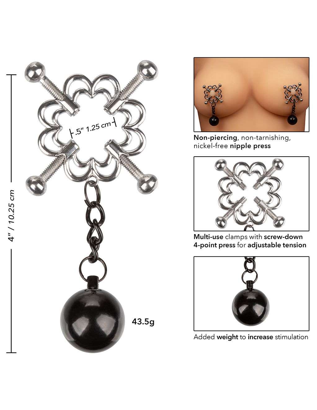CalExotics Weighted Nipple Press- Dimensions