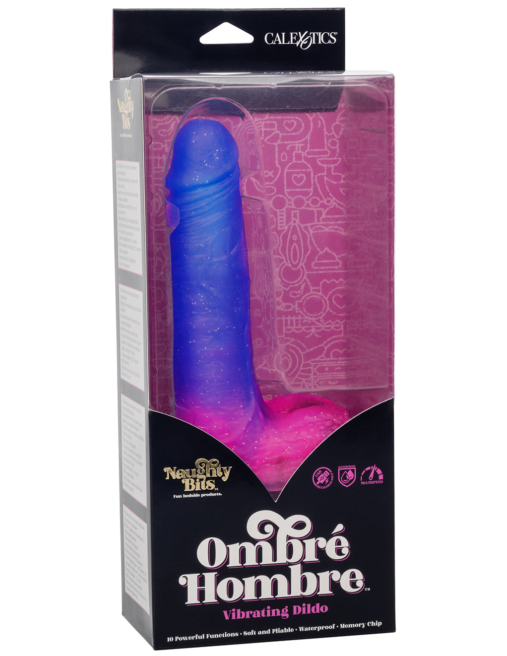 Naughty Bits Ombre Hombre Vibrating Dildo- front package