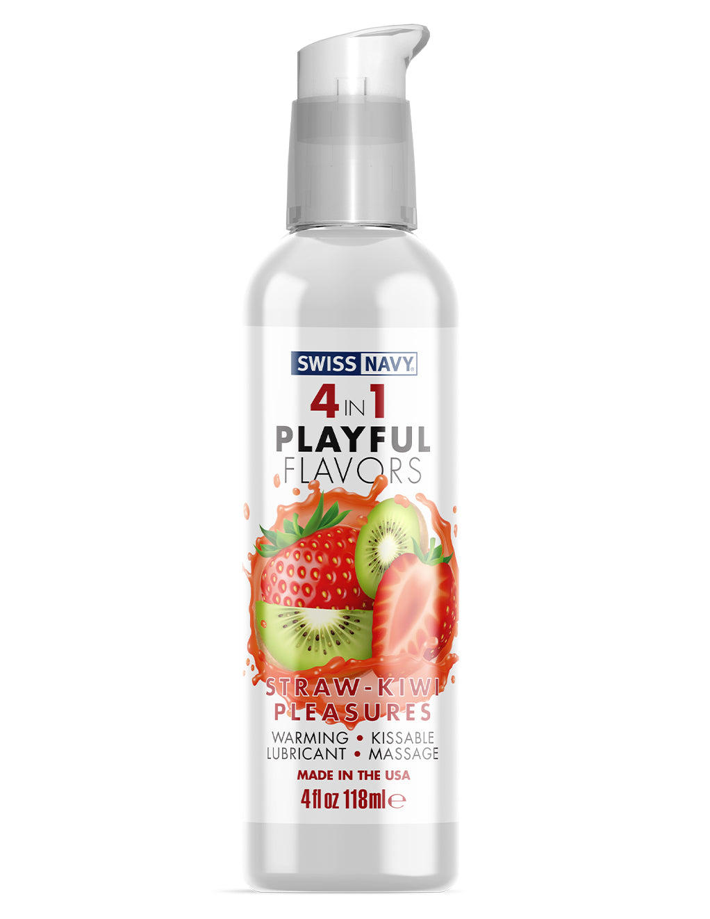 Swiss Navy 4-in-1 Flavored Lube- Straw-Kiwi Pleasures- Front