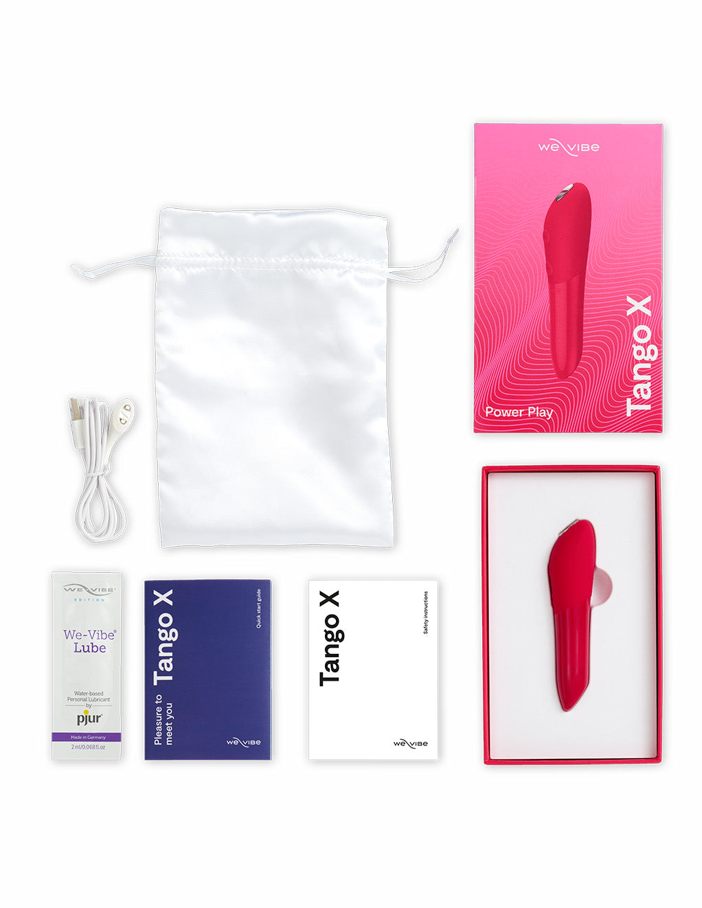 We-Vibe Tango X- Cherry Red- Package Contents