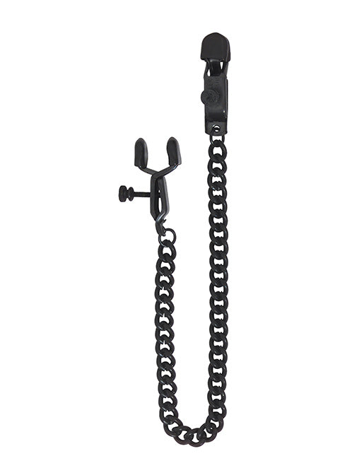 Spartacus Adjustable Link Chain Open Wide Blackline Clamps - Fetish BDSM - Nipple play