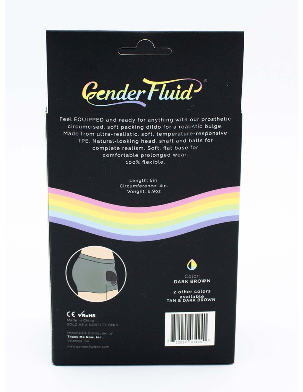 Gender Fluid Equipped Soft Packer 5" - Back of Box