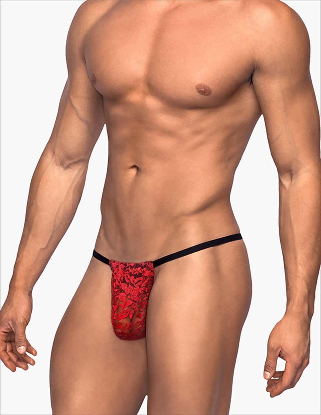 Stretch Lace Posing Strap- Red Main