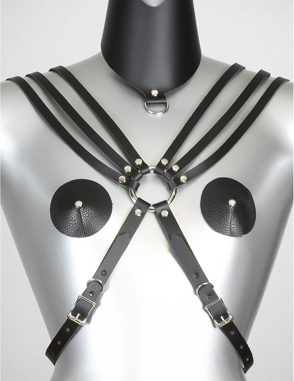 Funk Plus 8 Strap Genuine Leather Harness- Front with pasties