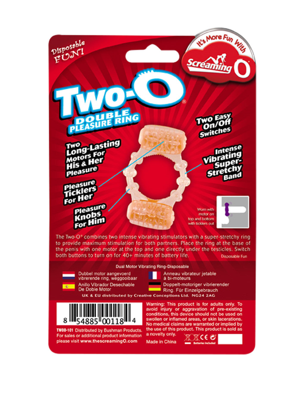 Screaming O Two-O Vibrating Cockring Package