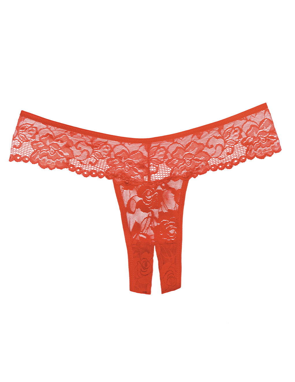Allure Lingerie Crotchless Lace Thong- Red- Front