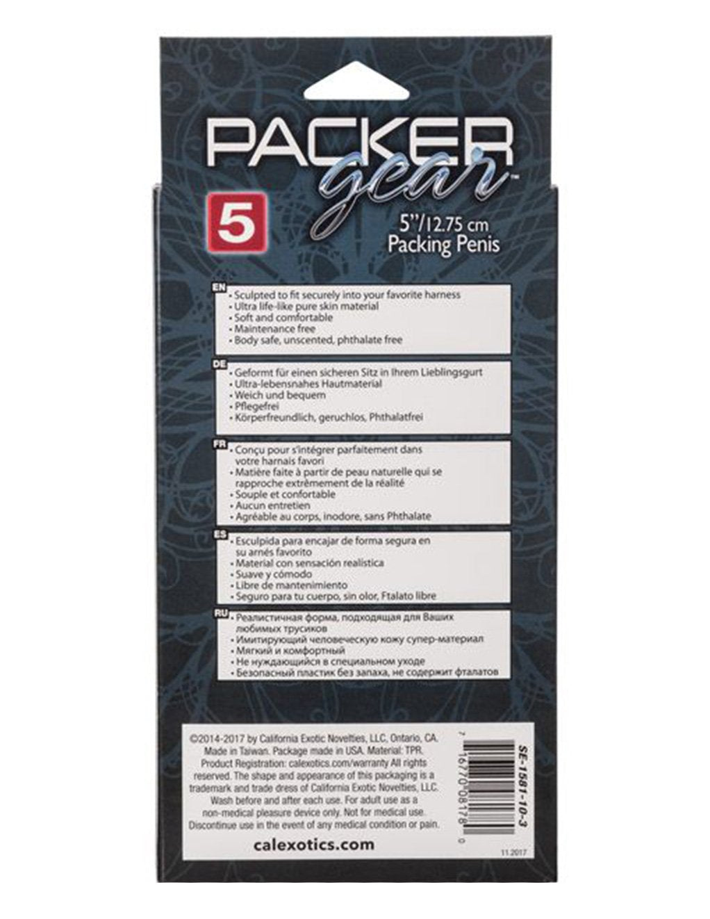 Packer Gear 5 Inch Packing Penis- Brown- Back box
