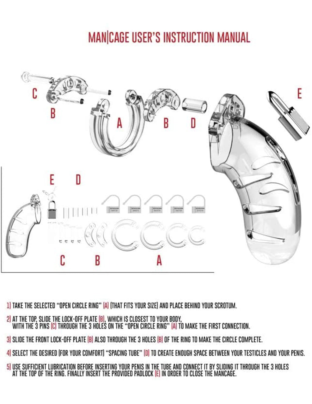 Model 4 Chastity 4.5" Transparent Cock Cage- instruction manual