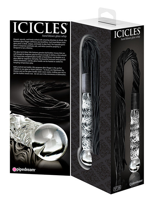 Icicles No 38 Hand Blown Glass Whip Package