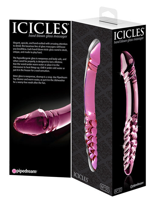 Icicles No 57 Double-Sided Glass Dildo 9 inch Pink