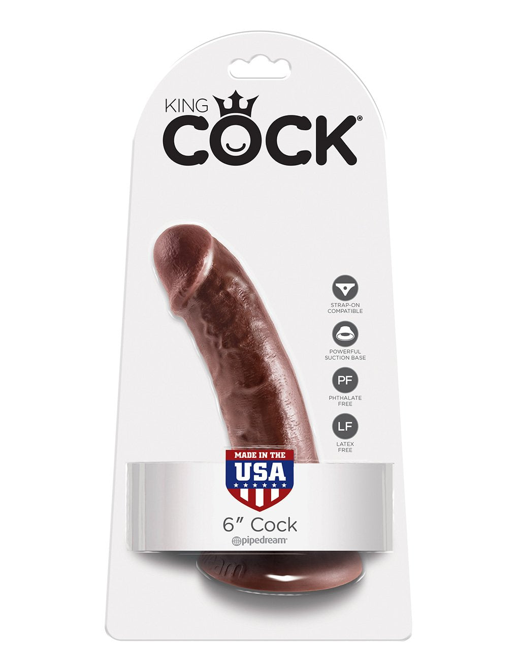 Pipedream King Cock 6 Inch- Brown- Package