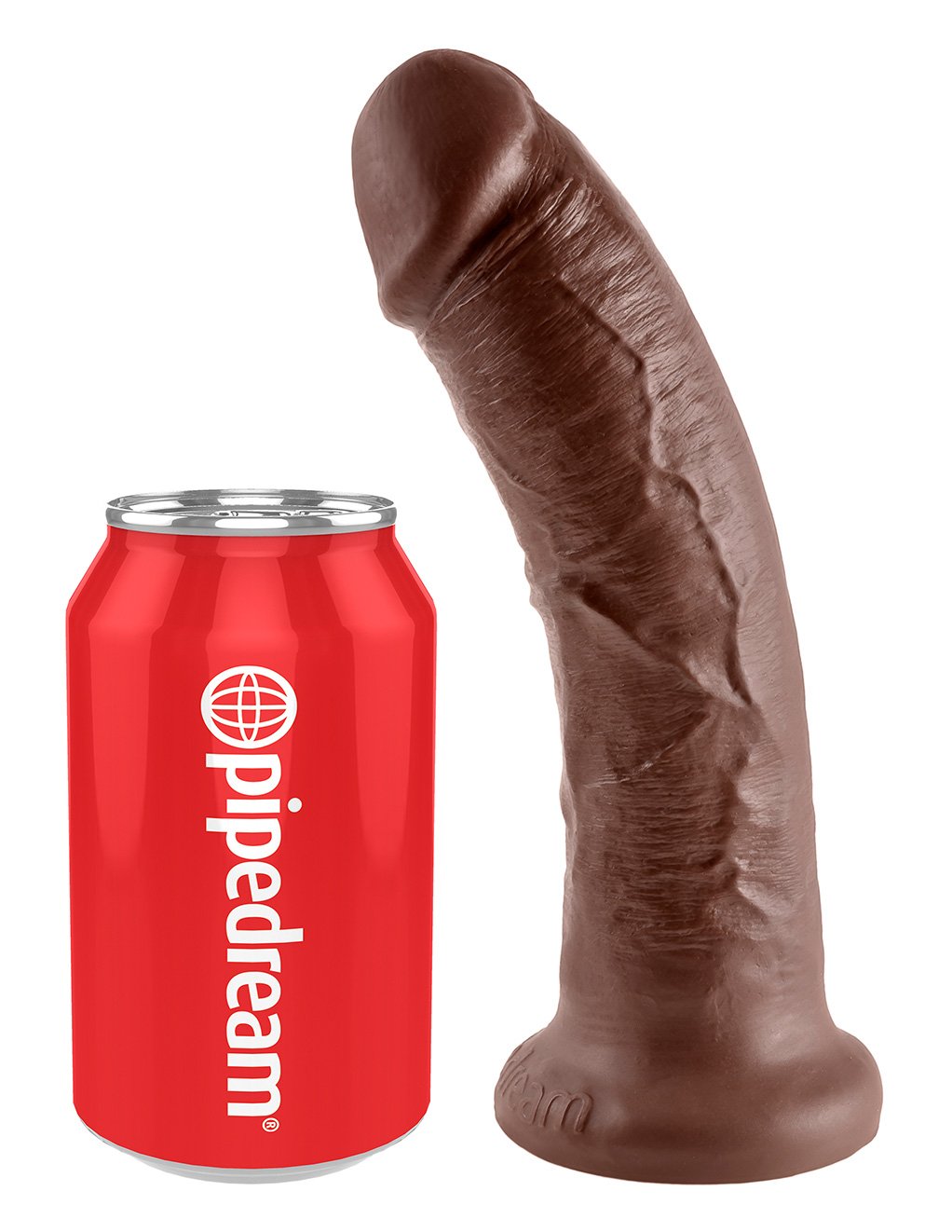 King Cock 8 Inch Realistic Dildo- Brown- Sizing
