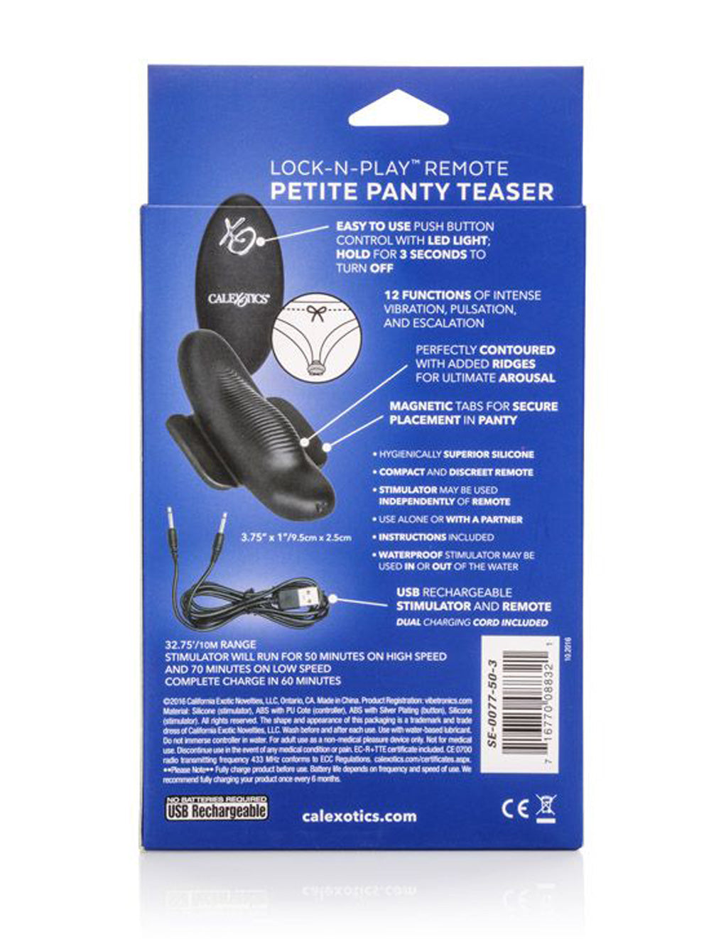 Cal Exotics Lock-N-Play Remote Petite Panty Teaser packaging rear