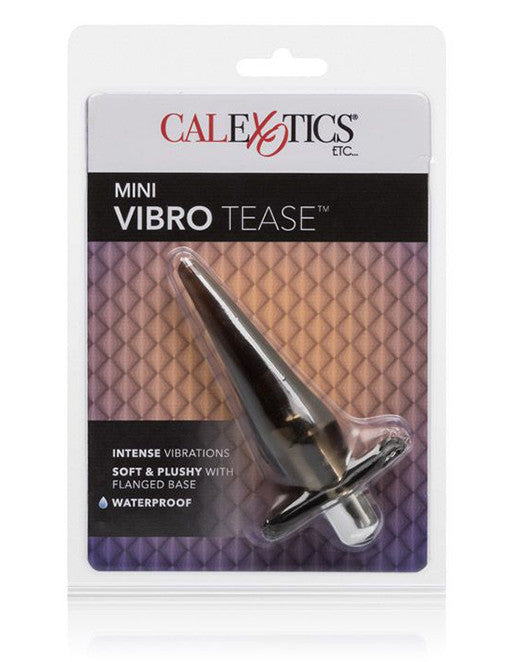 Mini Vibro Tease Vibrating Anal Plug- Charcoal- Package